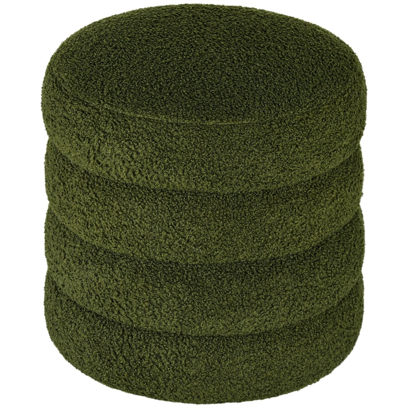 Stool, Round, Teddy Fleece, Green