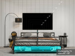 Gaming Bed: Adjustable Holder, LED Lights, Underbed Storage - Black Metal