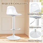 Bar Set 89cm Glass Table 2 Stools Adjustable Swivel - White Legs