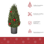 Christmas Tree 50 cm, Berries and Pine Cones, Green PVC PE