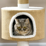 Cat Tree 79cm Small, with Cat Cave & Lying Area, Jute Brown/White