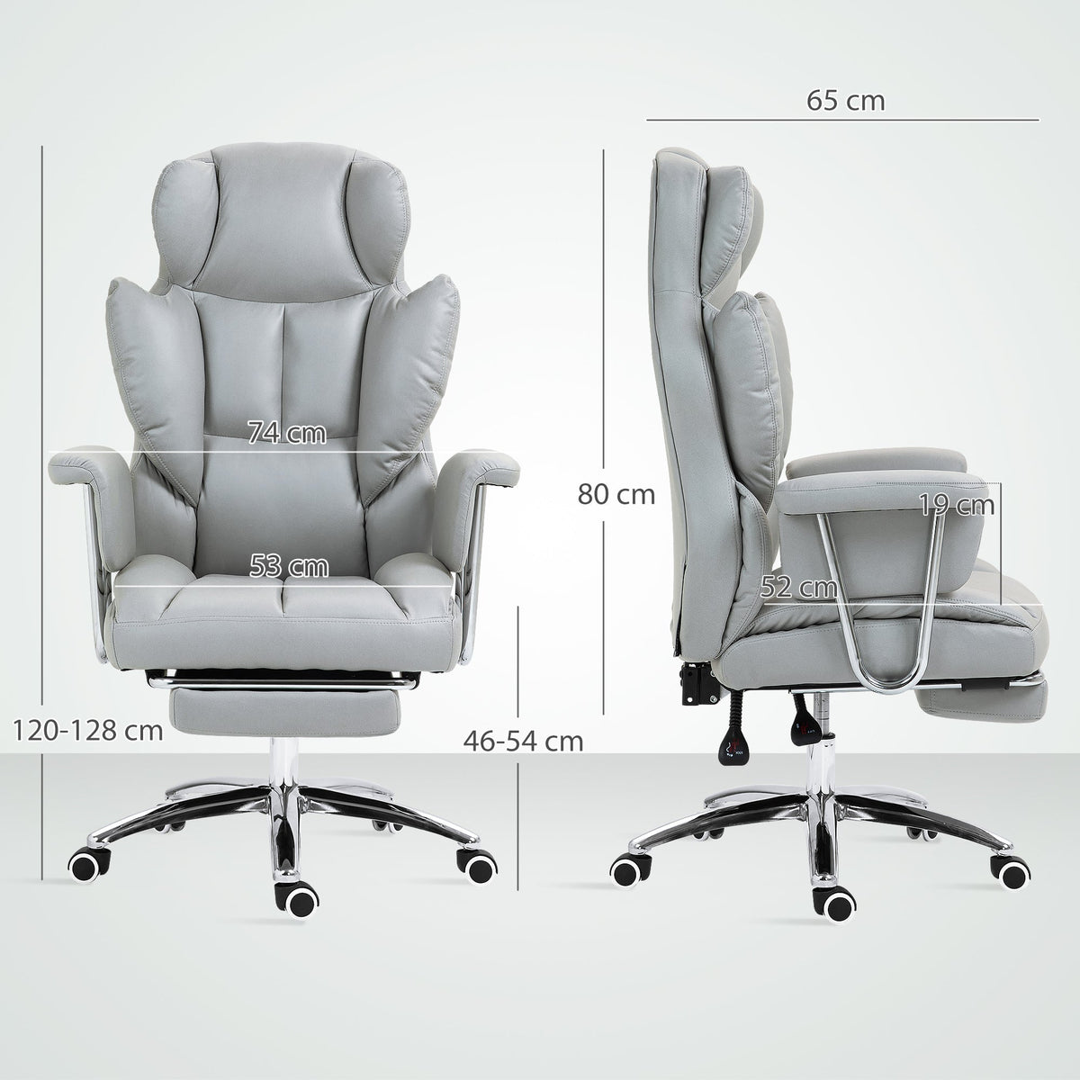 Office Chair, Ergonomic Swivel with Footrest, Light Grey