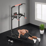 Power Tower Height Adjustable Dip Station Pull-Up Bar Padded
