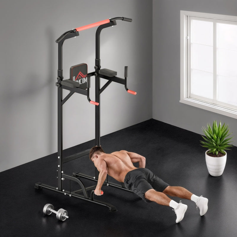 Power Tower Height Adjustable Dip Station Pull-Up Bar Padded