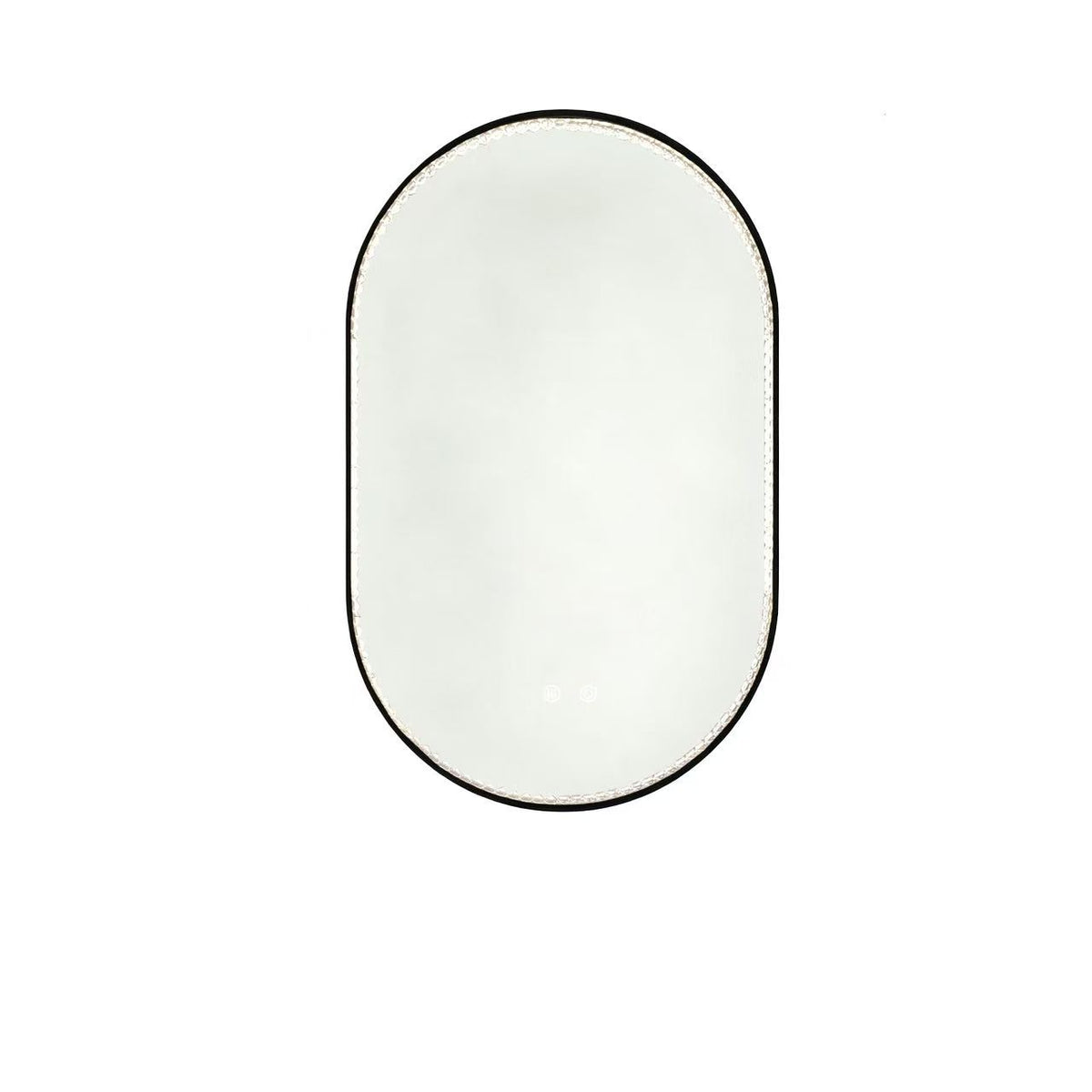 Oval Bathroom Mirror 50x80cm LED Anti-Fog Black Frame