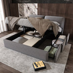 Upholstered Bed 180x200 with Hydraulic Storage, Grey Velvet