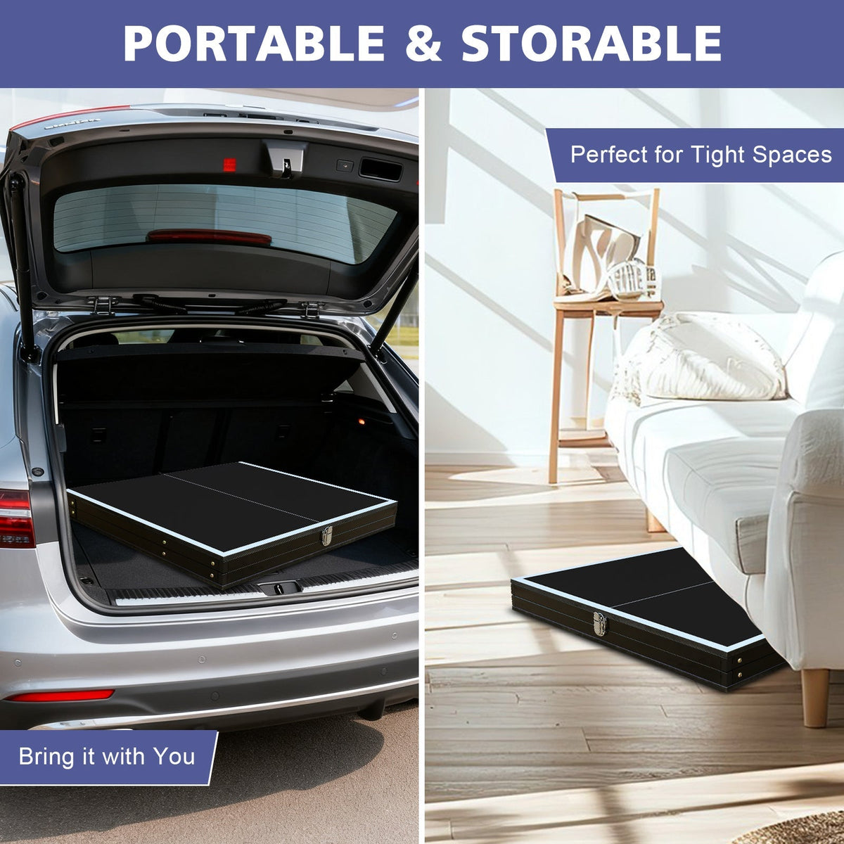 Foldable Table Tennis Table with Net, Paddles and Balls, 4.5FT Portable, Black