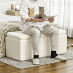 Bench with Storage, Upholstered, Wooden Legs
