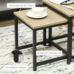 Set of 3 Coffee Tables Nesting Steel Frame Wood Look, Natural