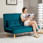 2-seater Sofa Bed, Convertible with Adjustable Backrest, Dark Green Fabric