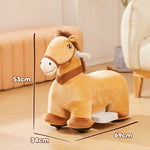 AIYAPLAY 6V Children's Electric Car Horse Shape with Music, Foot Pedal, Brown