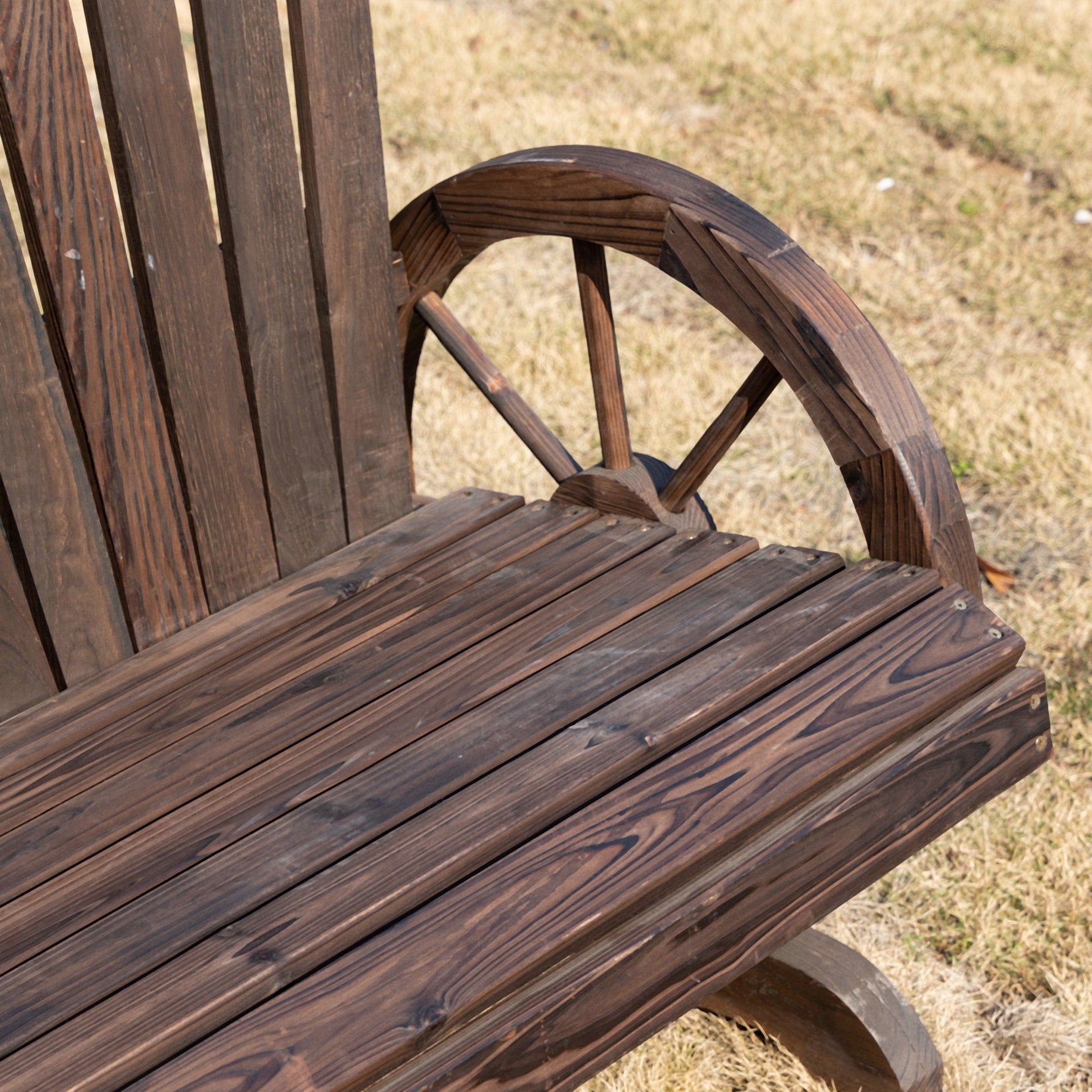 Garden Bench with Armrests, Solid Wood, Dark Brown