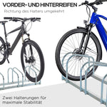 Bicycle Stand, 6 Bikes, Weatherproof, Durable, Steel Silver