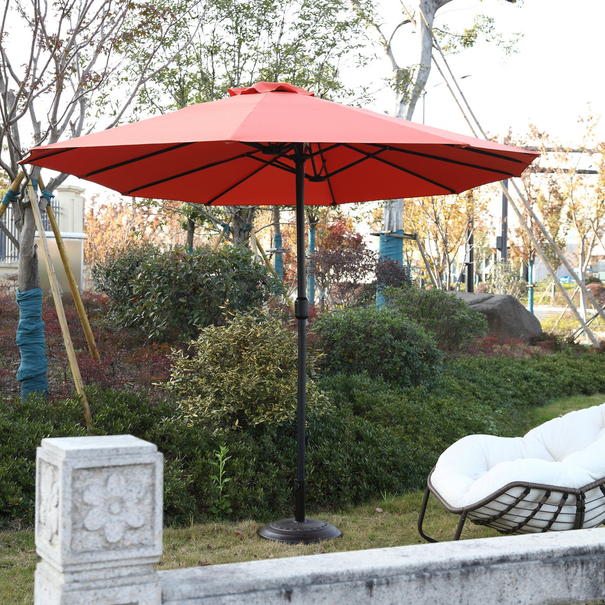 14.8 Ft Double Sided Outdoor Umbrella, Rectangular Large with Crank, Orange