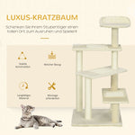Cat Tree 100 cm, Sisal Posts, Large Platform, Multi-Level, Beige