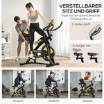 Exercise Bike, Adjustable Seat & Resistance, LCD Display, Heart Rate Sensor, Steel, Yellow