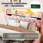 Upholstered Bed 140x200 cm with Storage & LED, Pink Velvet