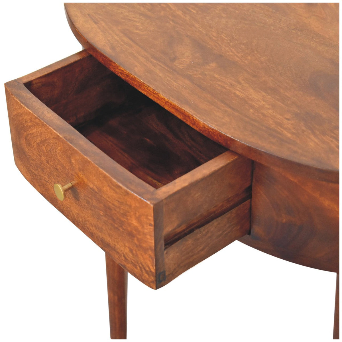 Solid Wood Console, Backless Mounted 1 Drawer, Dark Brown