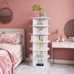 Shoe Rack Tower 6-Tier 360° Rotating for 24 Pairs - White