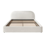 Upholstered Double Bed 180x200cm Slatted Base, Beige Bouclé
