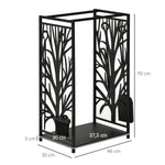 Firewood Rack with Tools, Steel, Black
