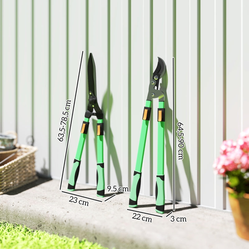 Hedge Trimmer Set 2-Piece, 90cm Blade Length, Extendable Handle, Metal