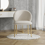 Dining Chairs Set of 2 with Gold Legs, Beige Chenille