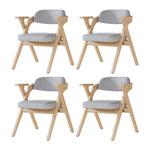 4 Folding Dining Chairs, Solid Wood and Foldable, Grey Linen