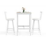 Bar Table and 2 Stools Set Industrial Style Metal Frame - White