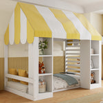 Children's Canopy Bed 90x200cm with Storage, Wooden Frame, White