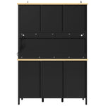 Tall Sideboard with LED Lighting, 4 Doors and 3 Drawers, White and Black