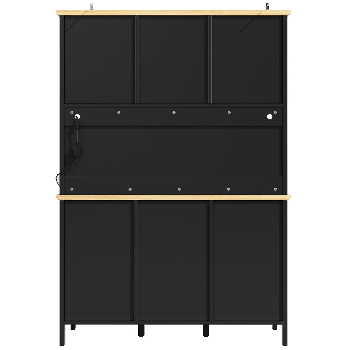 Tall Sideboard with LED Lighting, 4 Doors and 3 Drawers, White and Black