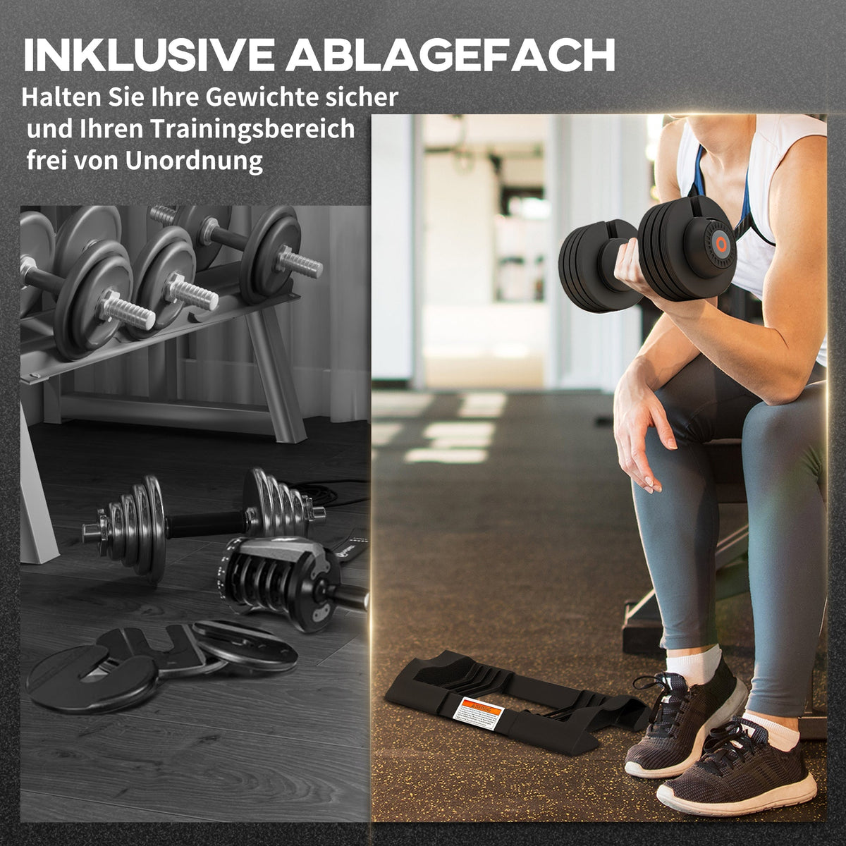 Adjustable Dumbbells 3.5/6/8/10 kg Storage Compartment Non-Slip Handles