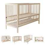 Children's Combination Furniture: Multifunctional Baby Bed, Wardrobe & Rotating Bookcase, Natural Colors
