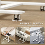 C-Shaped Sit-Stand Desk, Height-Adjustable with Wheels, White