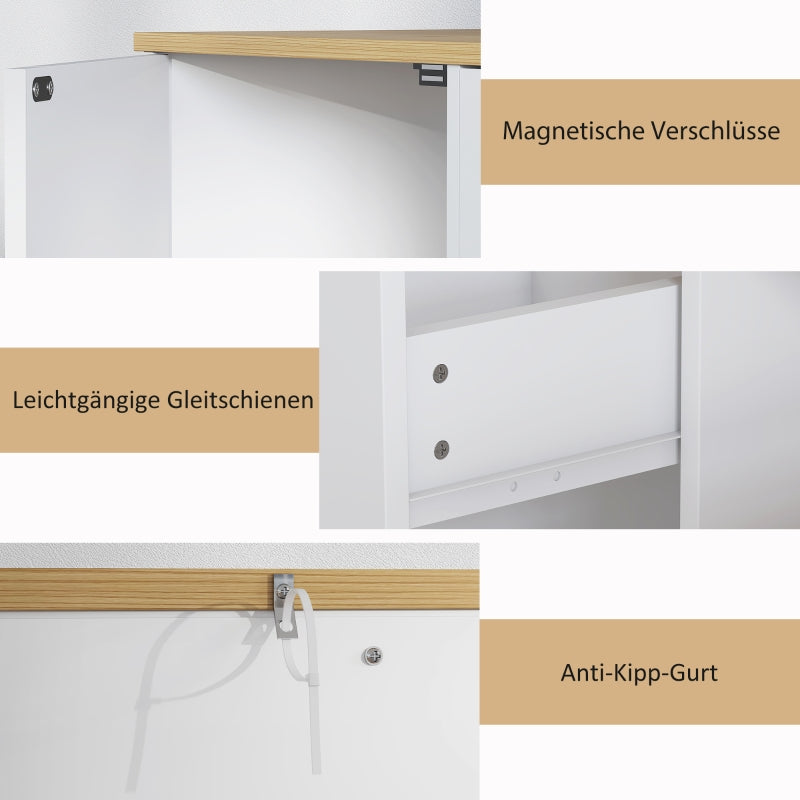 Sideboard Storage Cabinet with Drawer, 2 Doors, 2 Open Shelves, White