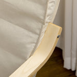 Recliner Chair, Rocking Relaxing with Adjustable Footrest, Birch Wood Cream White