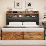 Bed Frame, 180x200, Hydraulic Lift, USB, Upholstered Headboard, Wood & Metal, Black