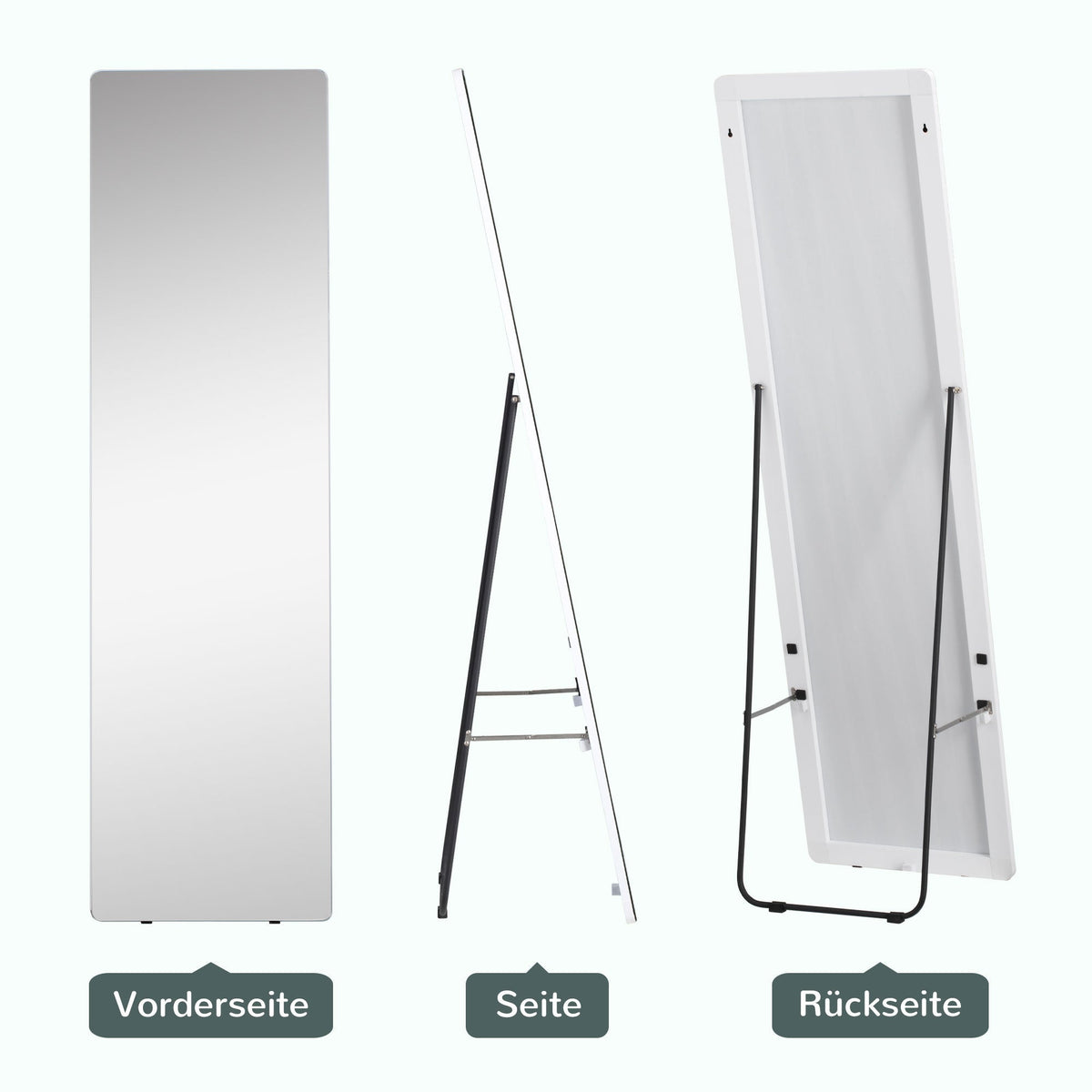 Full Length Mirror, Standing Wall Wardrobe Dressing, 45x160cm, Silver