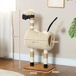 Cat Tree, Scratching Post Tunnel & Toys 98cm, Sheep Design Light Brown