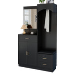 Compact Wardrobe and Shoe Cabinet Combination, Multifunctional Storage Shelf with Mirror, Modern