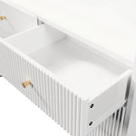 Sideboard, LED Lighting, 6 Drawers, Wave-Shaped Groove, White