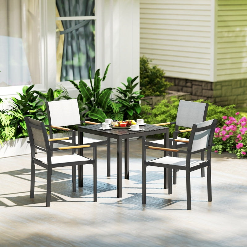 Garden Table Aluminum 73x73cm Weatherproof 4-Person Black