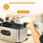 Deep Fryer 3L, Adjustable Thermostat, Stainless Steel Silver