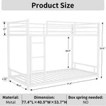 Metal Bunk Bed Twin Over Twin Sturdy Safety Railing - Metal