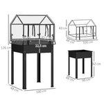 Raised Garden Bed with Cover, Elevated Herb Planter & Drainage Holes, Metal Black