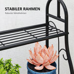 3-Tier Plant Stand, Hanging Rod Hooks 137cm High, Metal Black