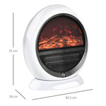 LED Electric Fireplace, 1500W Flame Effect, White ABS Plastic
