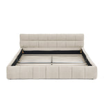 Double Bed 140x200cm Square Quilted Design, Beige Chenille