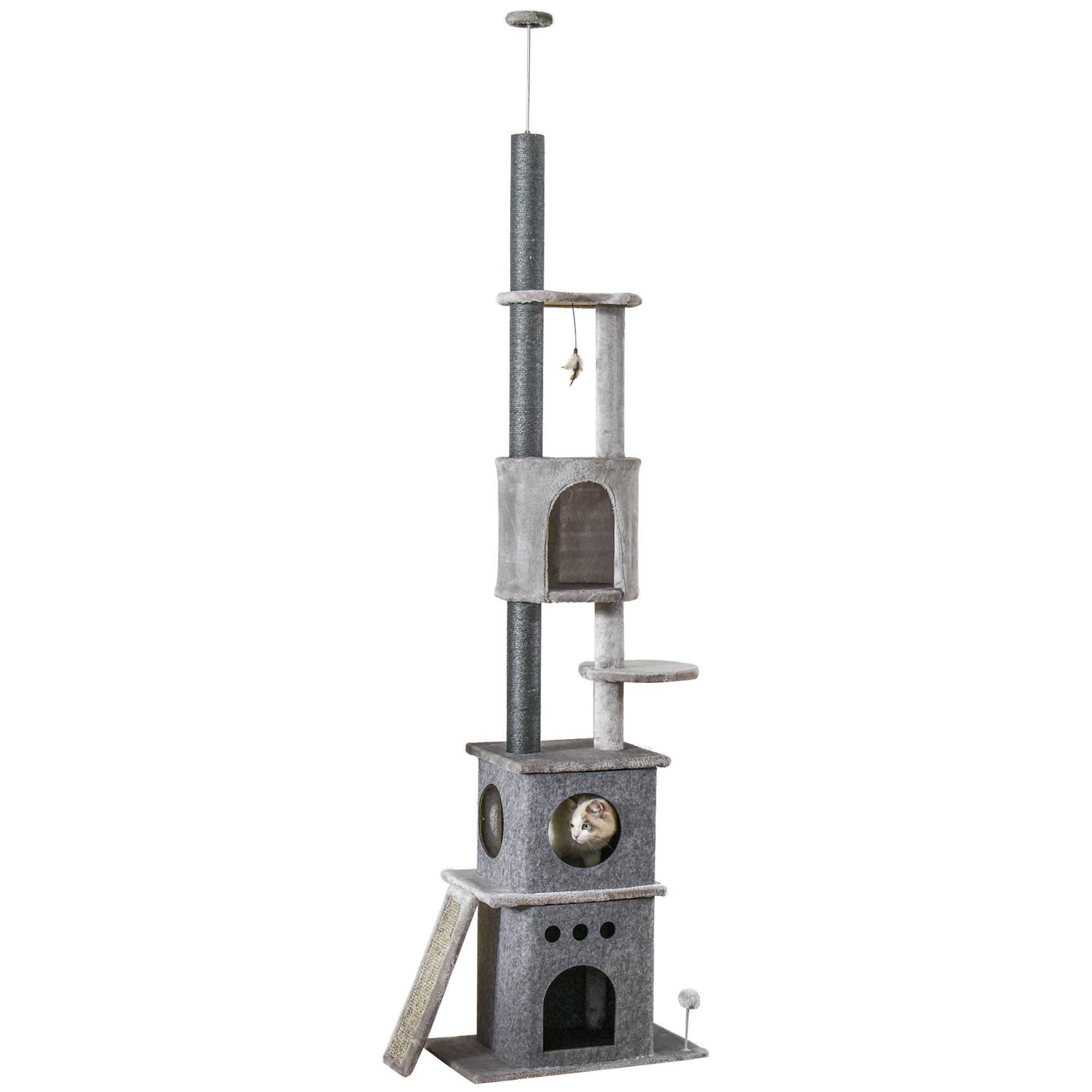 Cat Tree, XXL, Height-Adjustable, Sisal, Light Grey